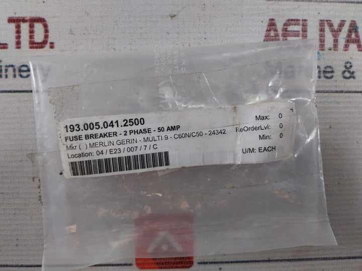 Merlin Gerin 24342 2 Phase Fuse Circuit Breaker 50 Amp