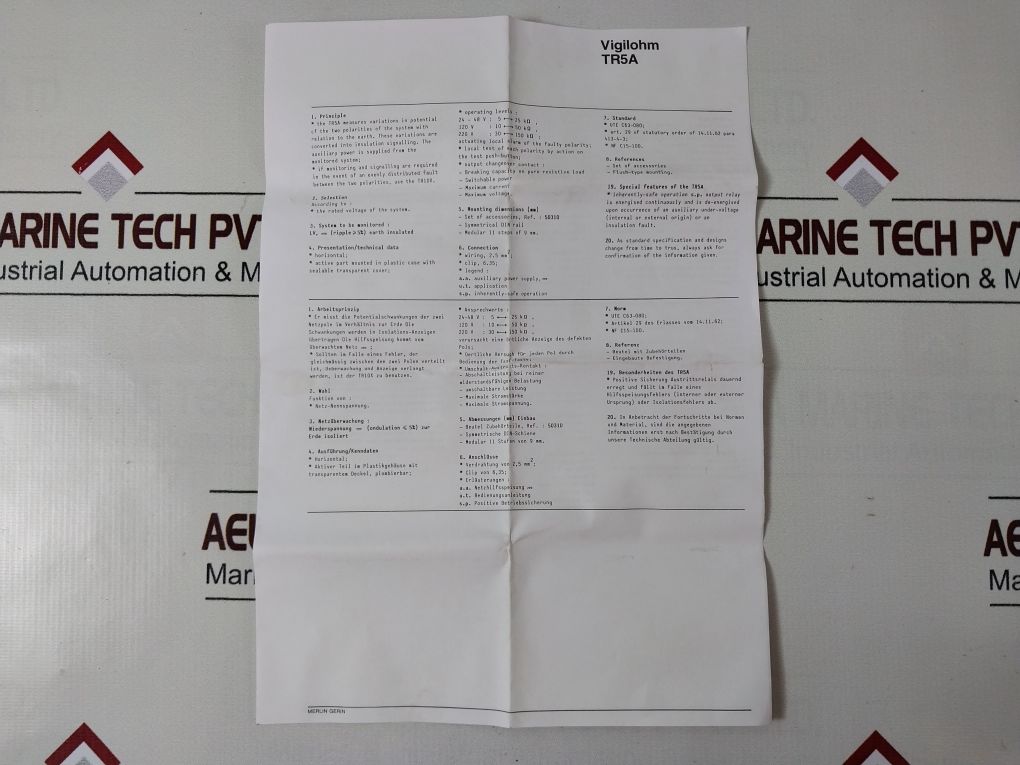 Merlin Gerin Tr5A Insulation Monitoring Relay