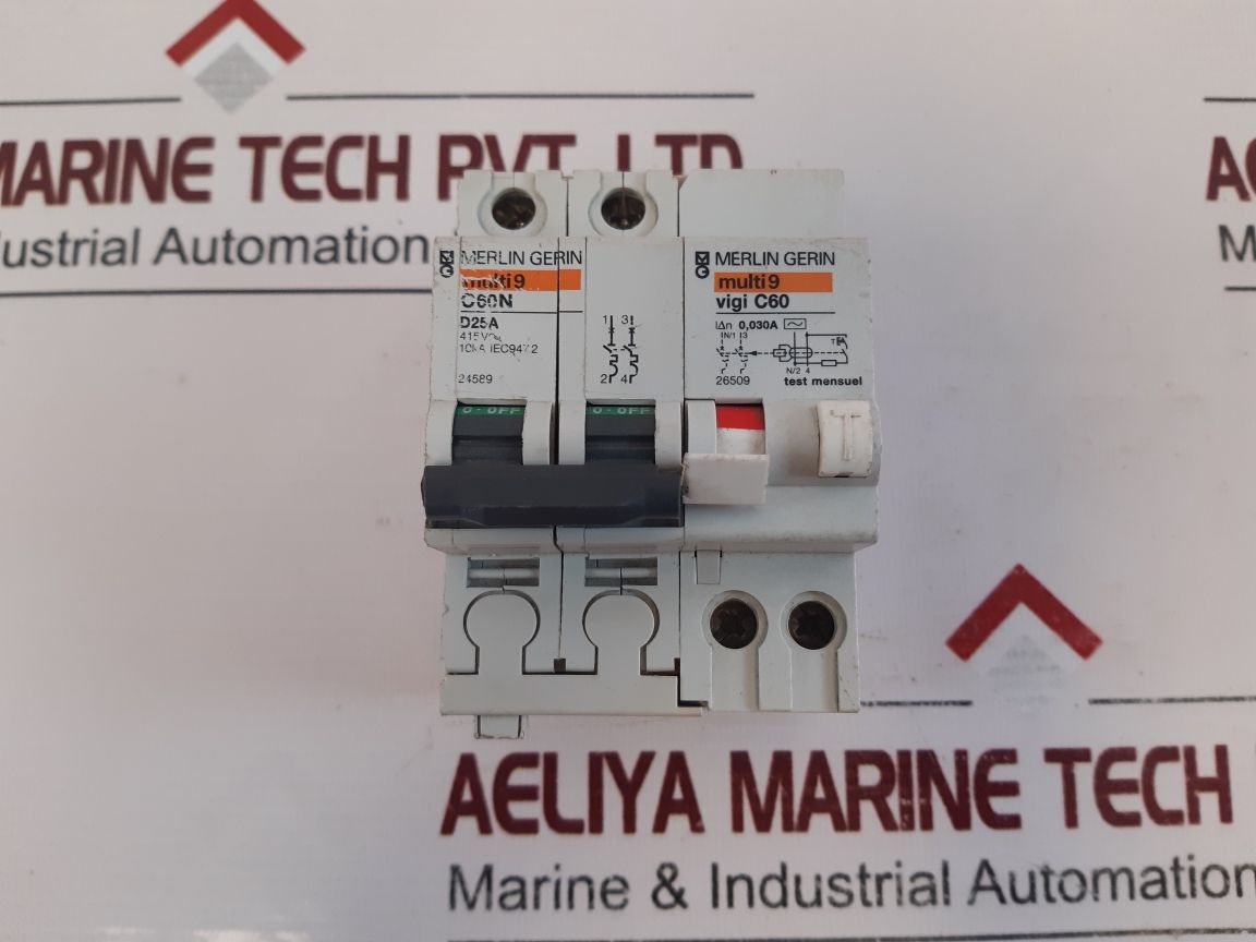 Merlin Gerin Multi 9 C60N D25A Circuit Breaker Vigi C60