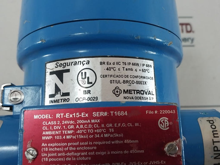 Metroval Rt-ex15-ex Flow Monitor Oi-mv-12Kg-ex