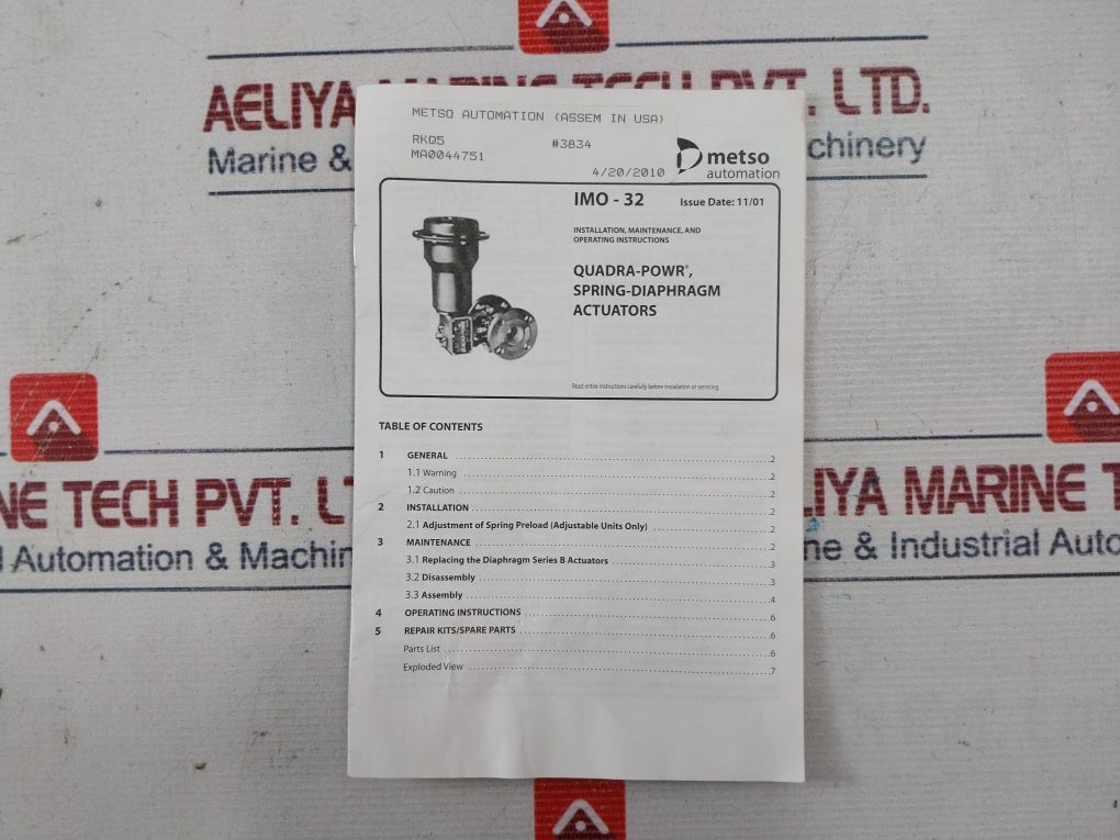 Metso Automation Imo-32 Spring-diaphragm Actuator