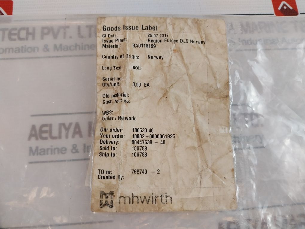 Mhwirth Ba0118199 Bolt