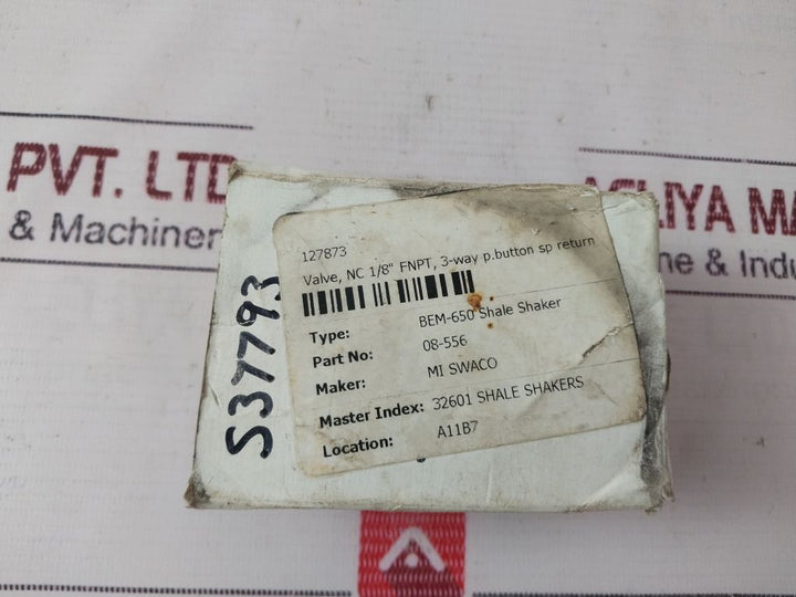 Mi Swaco 08-556 Bem-650 Shale Shaker Valve 1/8 Inch