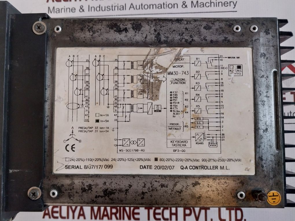Microelettrica Scientifica L&T Mm30-743 Multifunction Motor Protection Relay