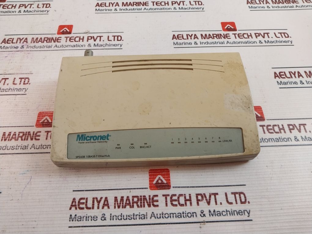 Micronet Sp243B 10Base-t Etherhub Uplink Bnc Network Hub 7.5Vdc
