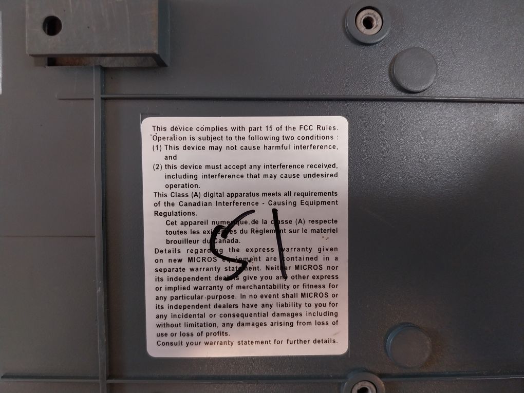 Micros 400814-101 Workstation 5A System Unit 0.7A-0.35A