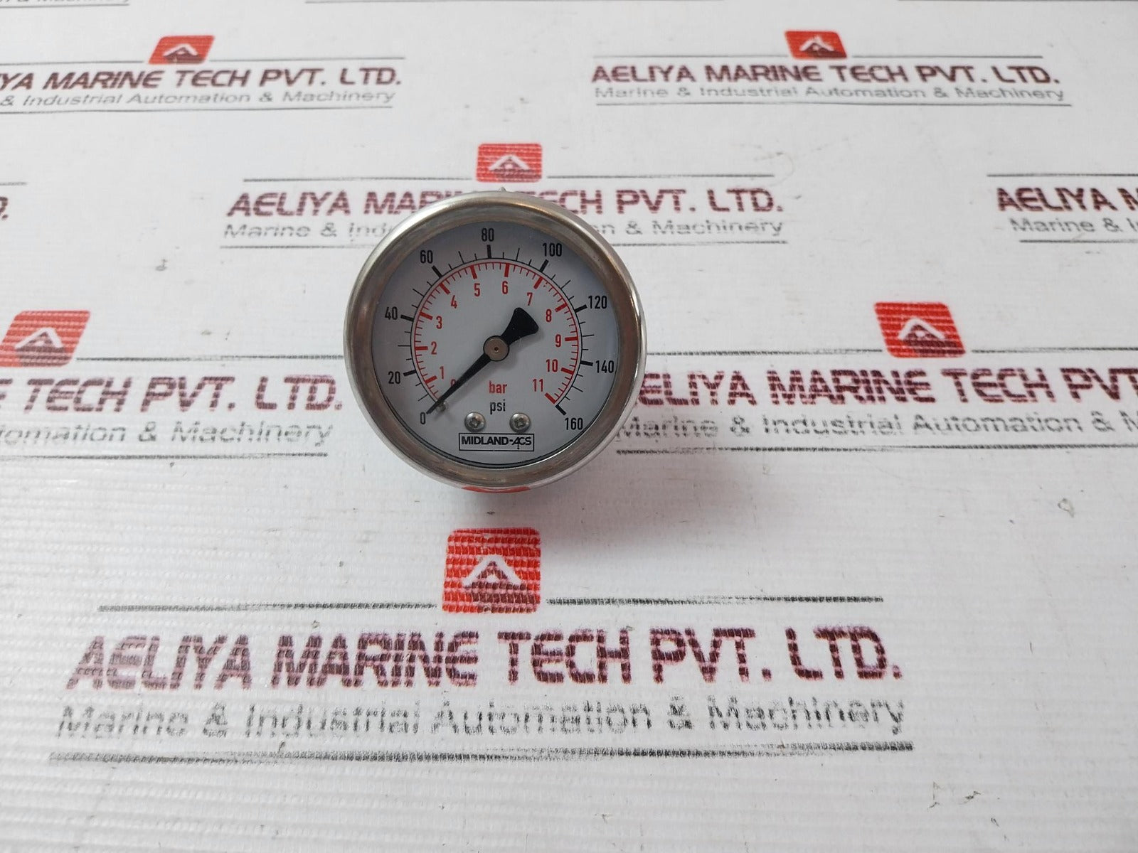 Midland-acs Asme B40.1 Pressure Gauge 0-160 Psi