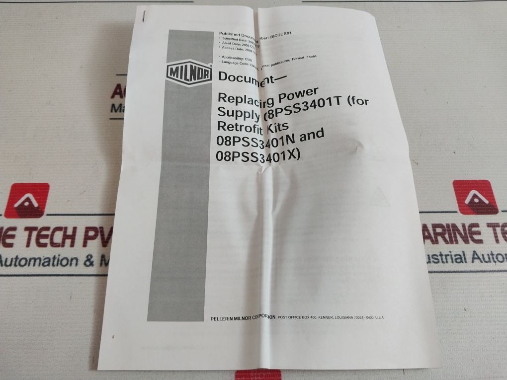 Milnor 08Pss3401T Replacing Power Supply For Retrofit Kits