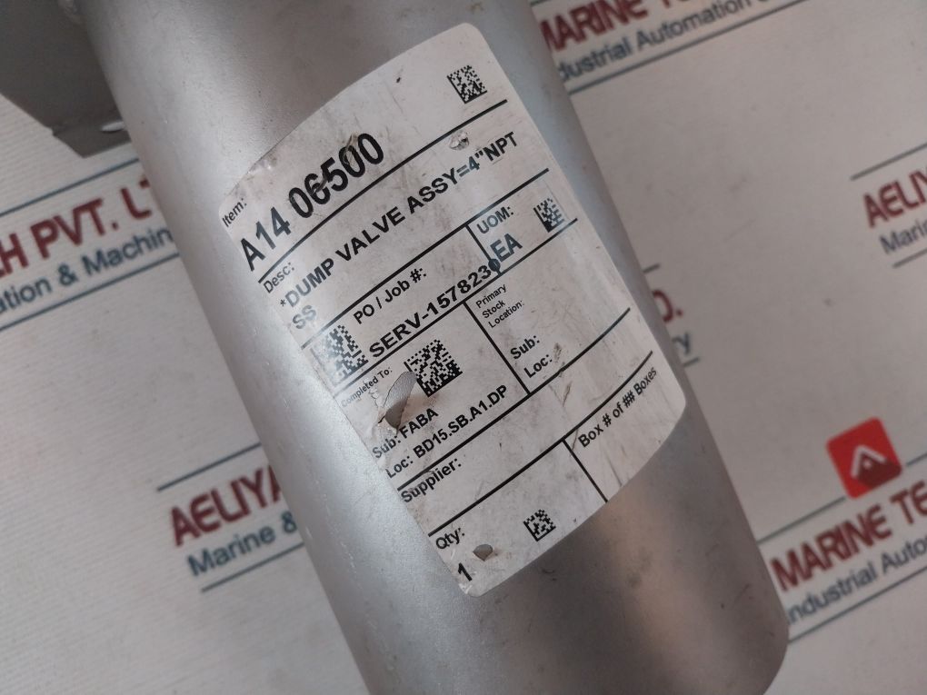 Milnor A14 06500 Dump Valve Assy = 4” Ntp Ss