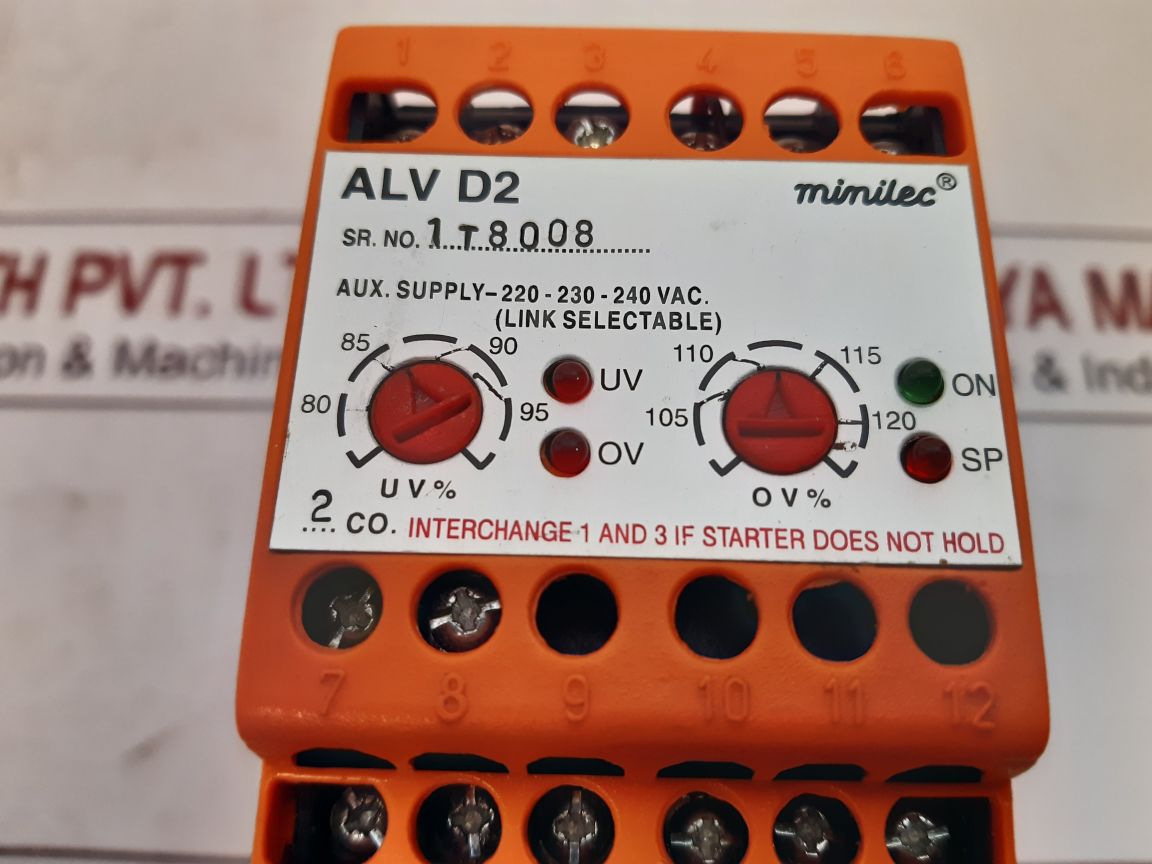 Minilec Phase Failure Relay With Variable Alv D2