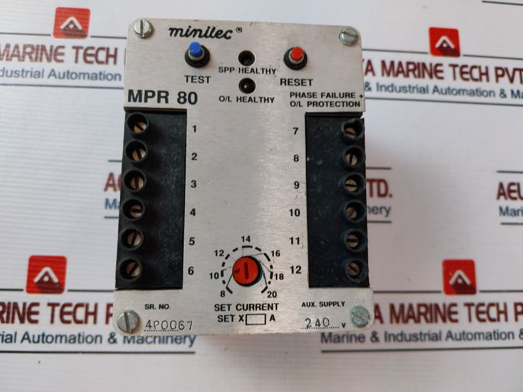 Minilec Mpr 80 Phase Failure + Overload Relay 240V