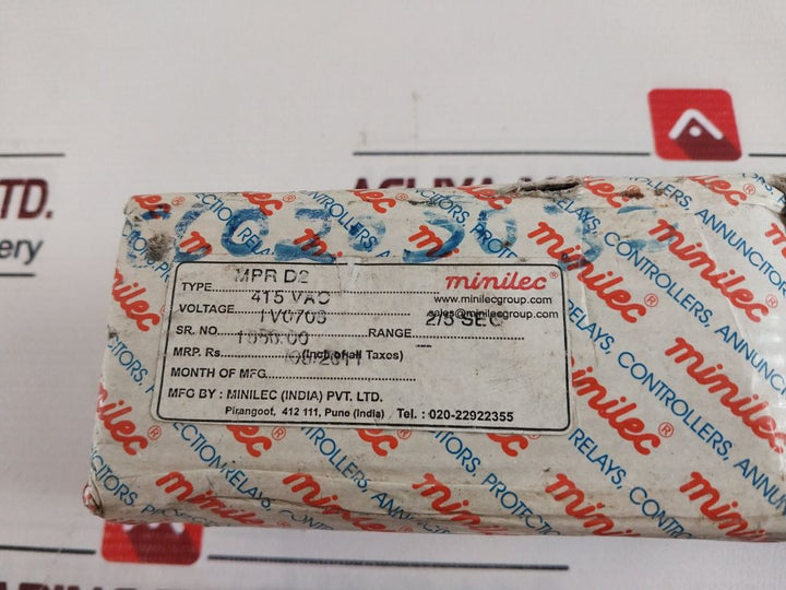 Minilec Mpr D2 Phase Failure+Overload Protection Relay 2/5 Seconds