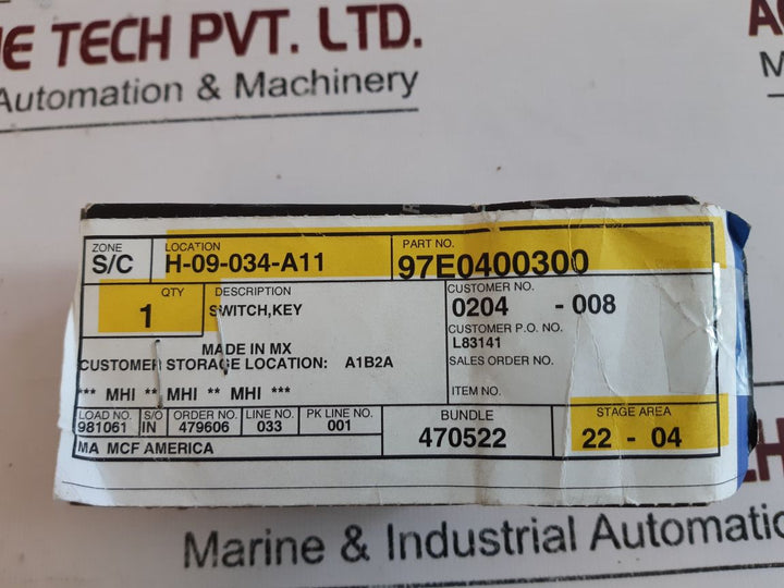 Mitsubishi 97E04-00300 Electrical Key Switch J1B1B