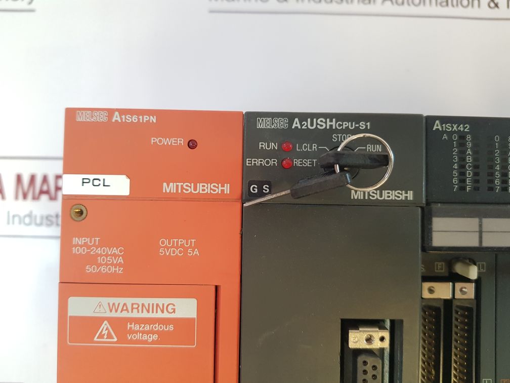 Mitsubishi A1S61Pn,A2Ushcpu-s1,A1Sx42,A1Sy42,A1S68Ad,A1Sj71Br11 Module Rack