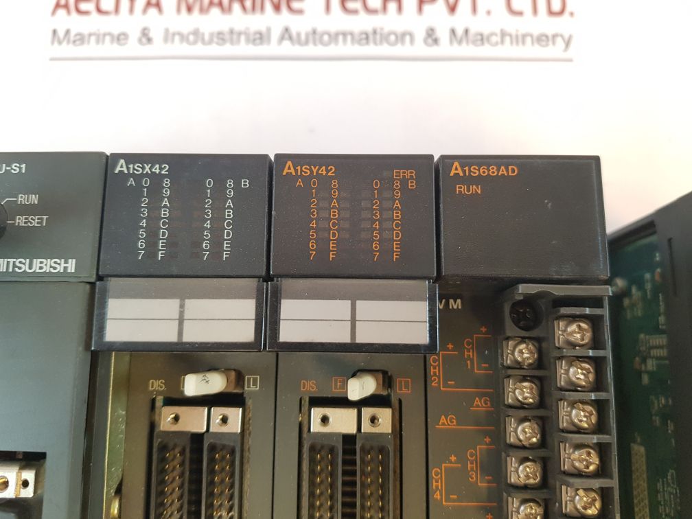 Mitsubishi A1S61Pn,A2Ushcpu-s1,A1Sx42,A1Sy42,A1S68Ad,A1Sj71Br11 Module Rack