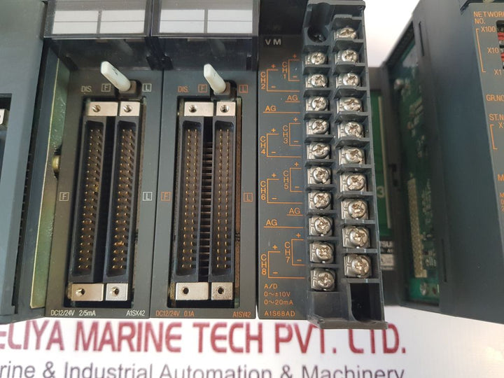Mitsubishi A1S61Pn,A2Ushcpu-s1,A1Sx42,A1Sy42,A1S68Ad,A1Sj71Br11 Module Rack