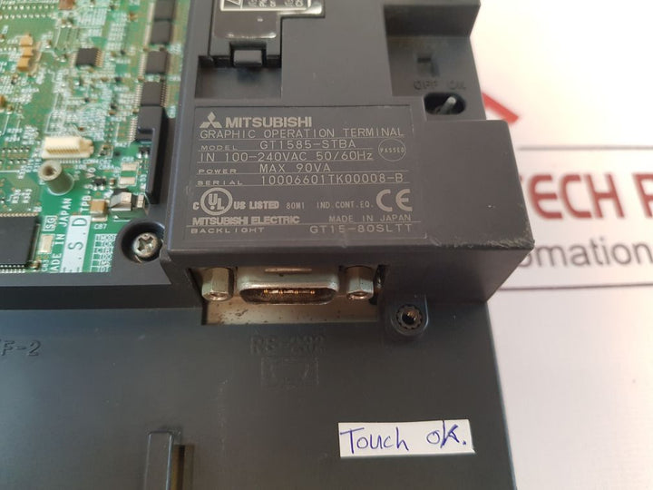 Mitsubishi Electric Gt1585-stba Graphic Operation Terminal Touch Screen Got1000