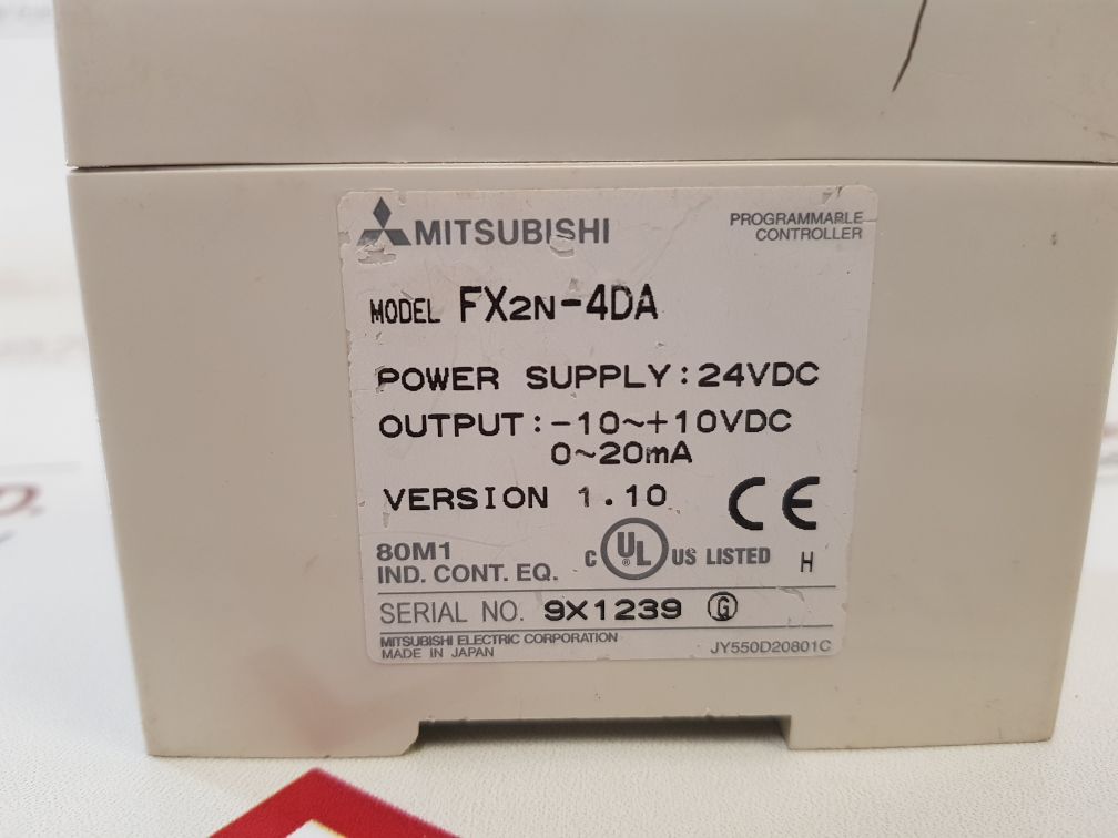 Mitsubishi Fx2N-4Da Programmable Controller Version 1.10 24V Dc