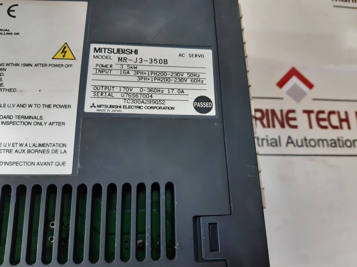Mitsubishi Mr-j3-350B Ac Servo Amplifier 3.5Kw