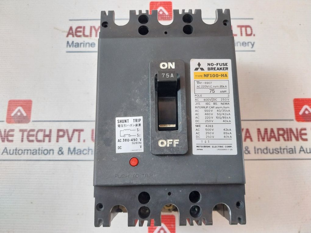 Mitsubishi Nf100-ha No-fuse Breaker 3P 75 Amp