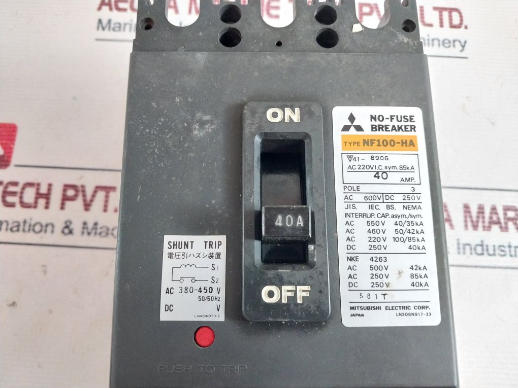 Mitsubishi Nf100-ha No-fuse Breaker 50/60Hz