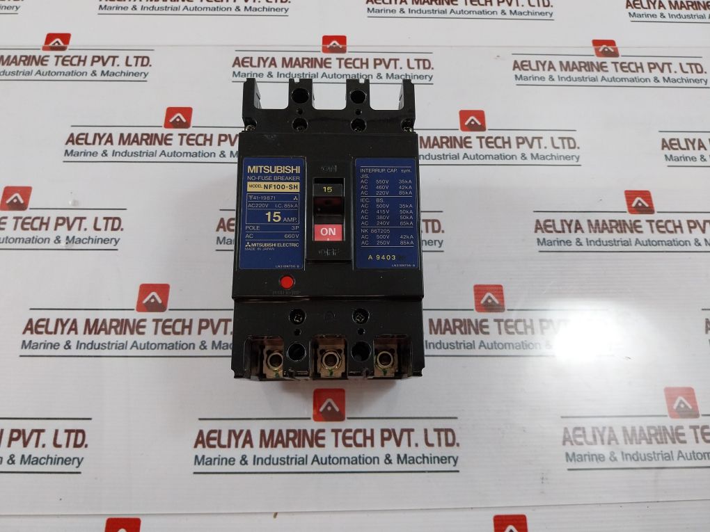 Mitsubishi Nf100-sh,41-19871 3 Pole No-fuse Breaker Ac220V 15A Ac380-450V