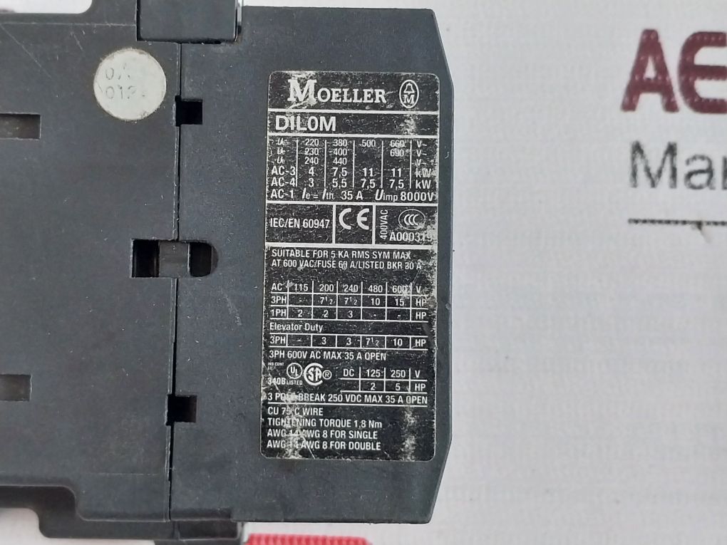 Moeller Dil0M Auxiliary Contactor 24V 50/60Hz