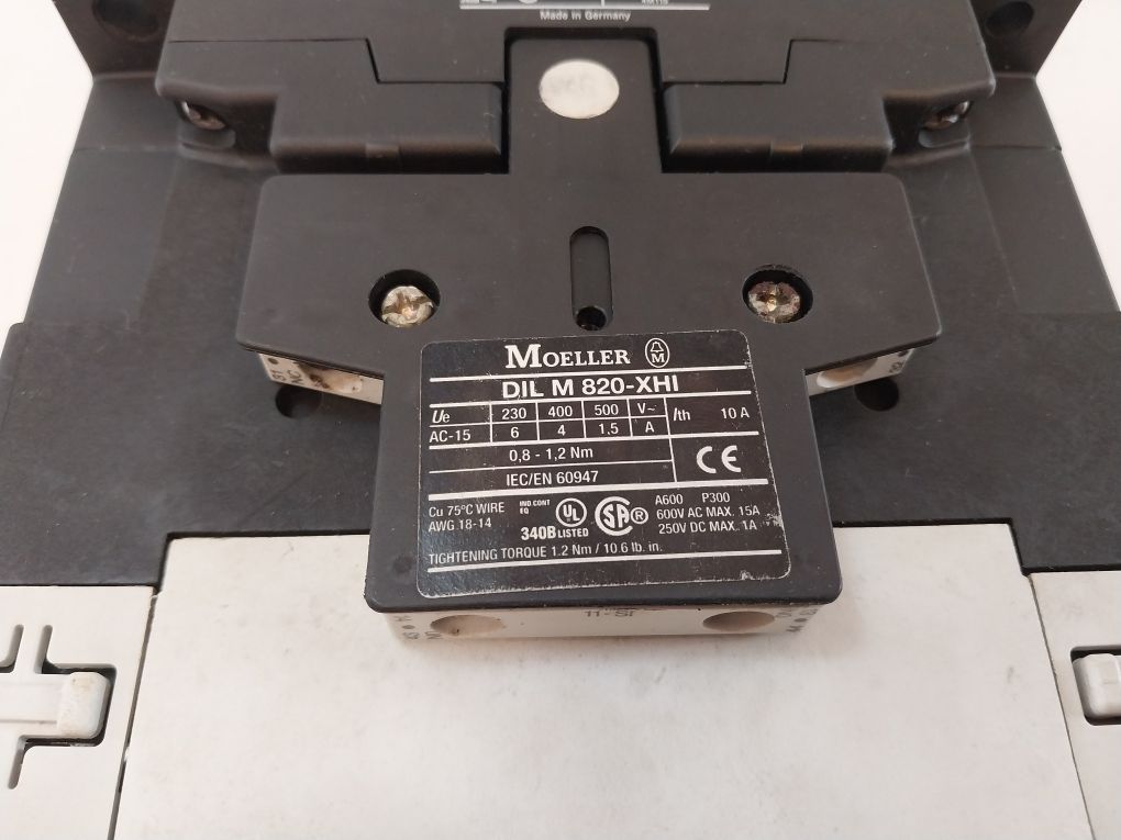 Moeller Dil4 M115 Contactor With Auxiliary Contact Dil M 820-xhi