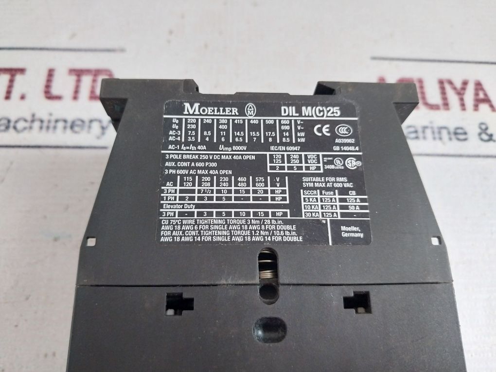 Moeller Dil M 25-10 Contactor 60Hz