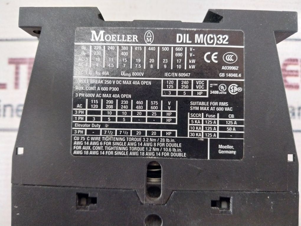 Moeller Dil M 32-10 3 Pole Break Contactor