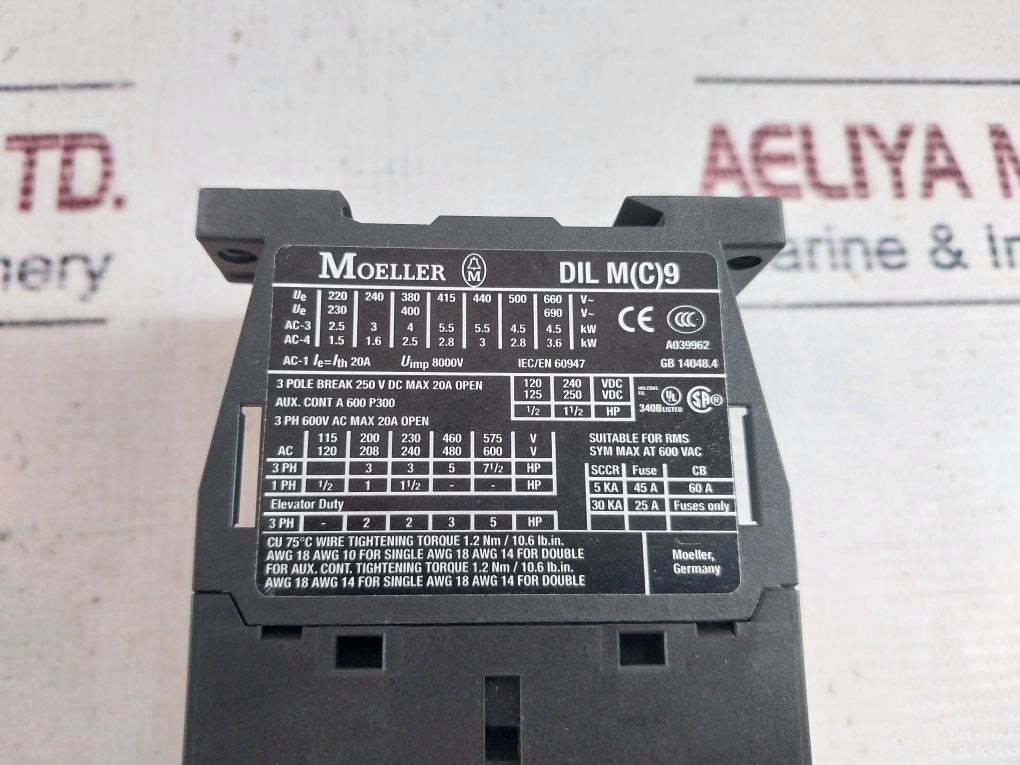 Moeller Dil M 9-10 3 Pole Contactor 24V 50Hz 20A