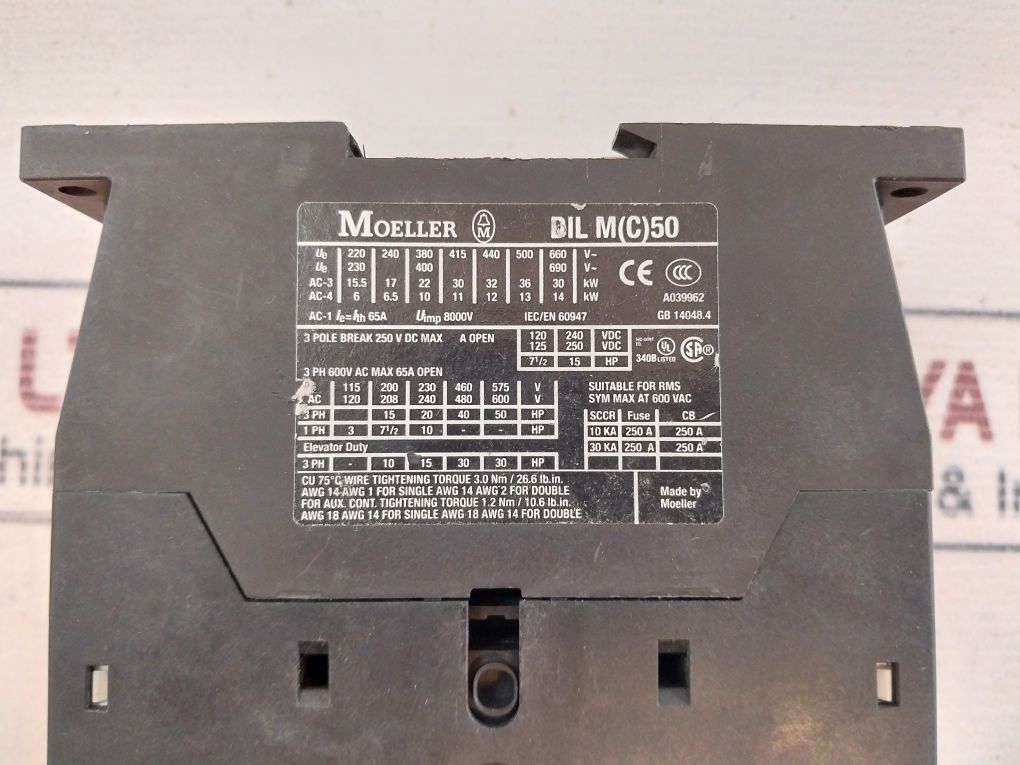 Moeller Dil M(C) 50 Contactor 3 Pole