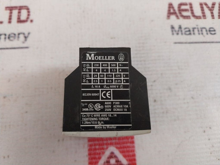 Moeller Dilm32-xhi11 Auxiliary Contact Block 600V Acmax 10A