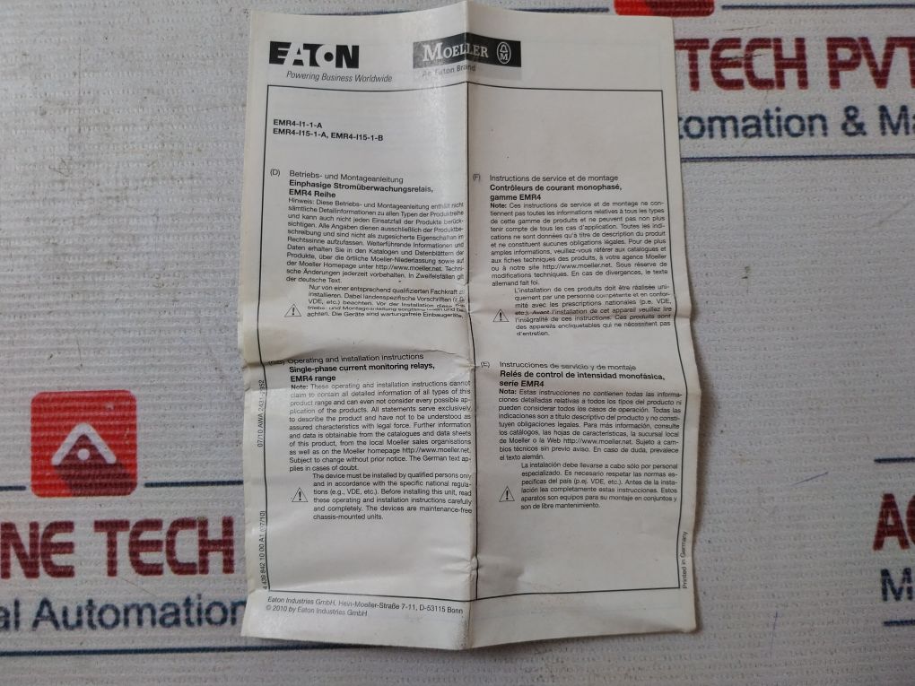 Moeller Emr4-i1-1-a Single-phase Current Monitoring Relays