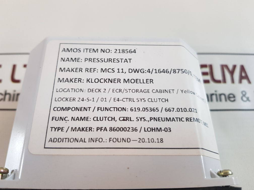 Moeller Mcs 11 Pressure Switch