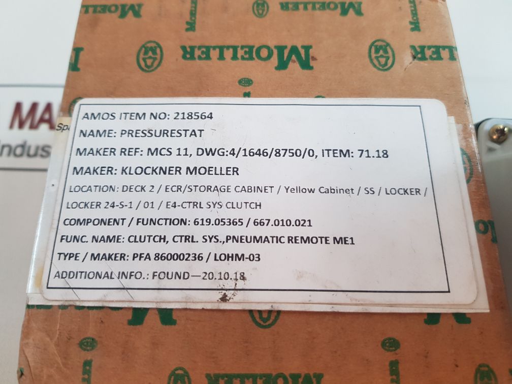 Moeller Mcs 11 Pressure Switch