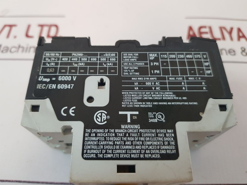 Moeller Pkzm0-0,63 Manual Motor StarterCircuit Breaker