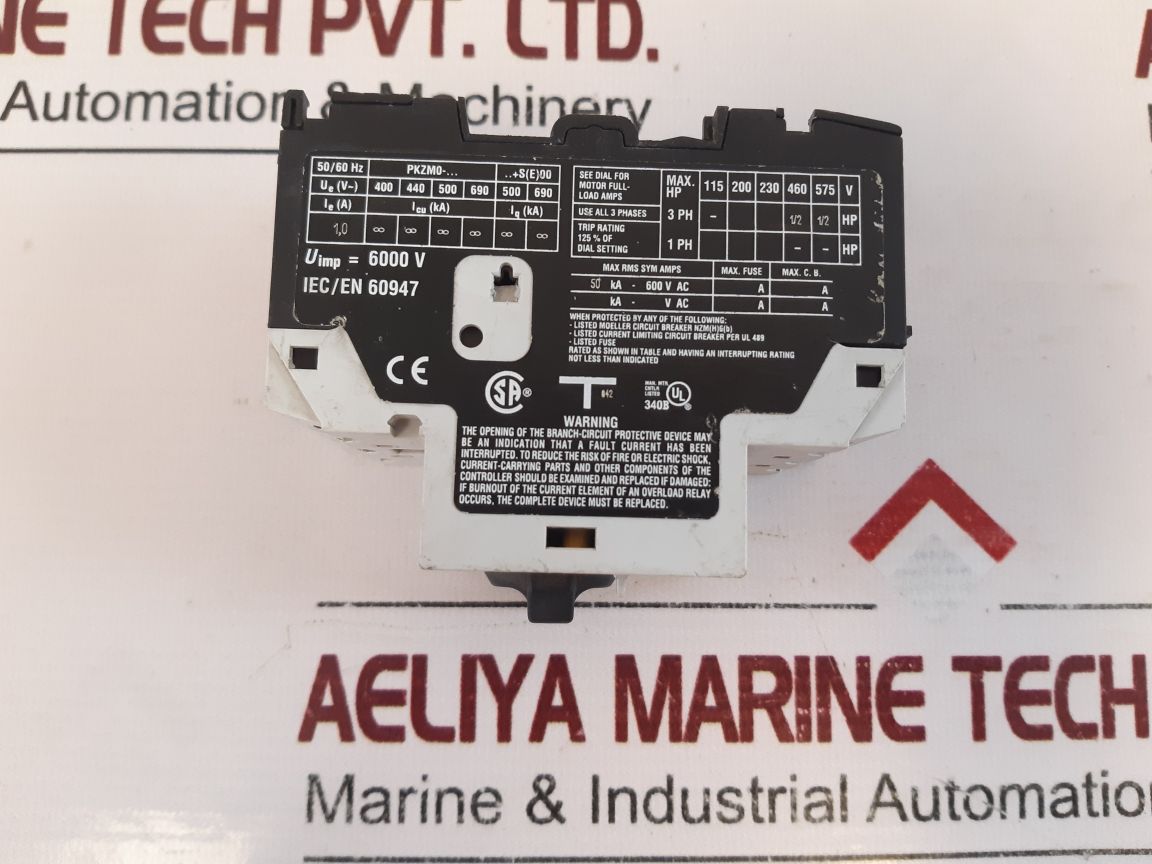 Moeller Pkzm0-1 Manual Motor Starter 50/60 Hz