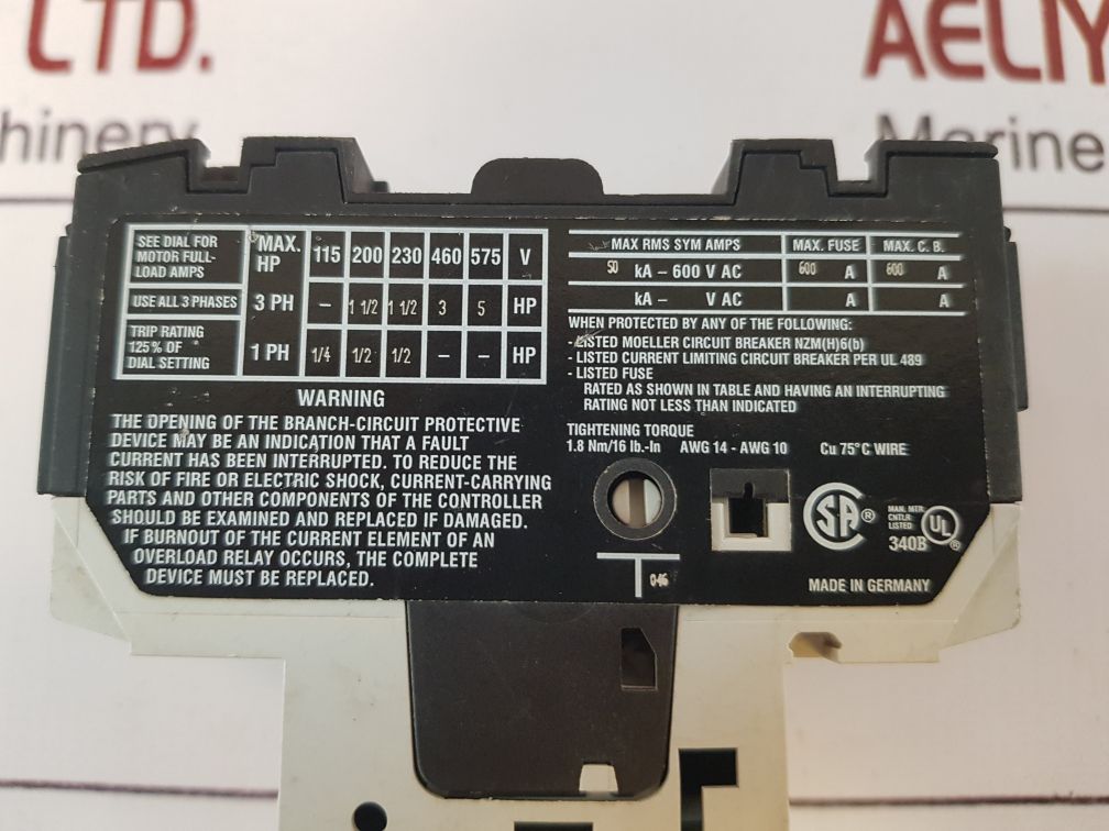 Moeller Pkzm0-6,3 Manual Motor Starter