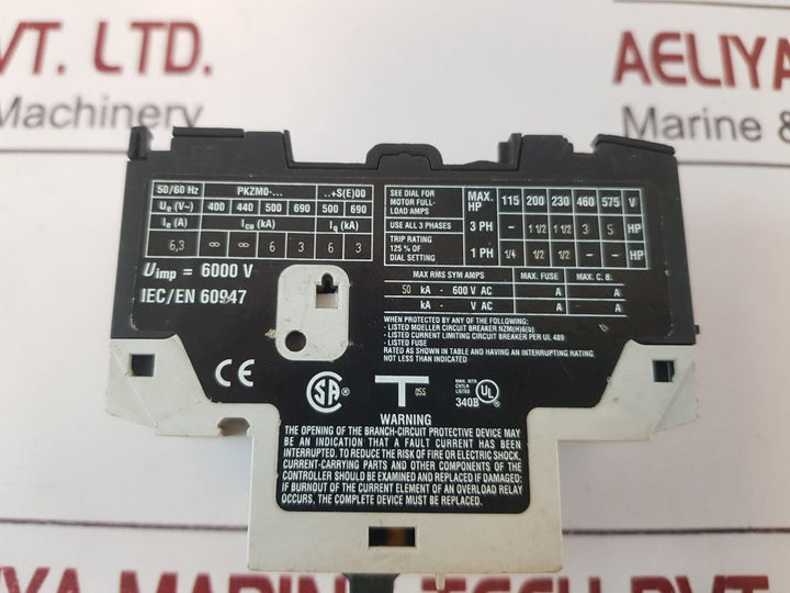 Moeller Pkzm0-6,3 Manual Motor Starter 5060 Hz