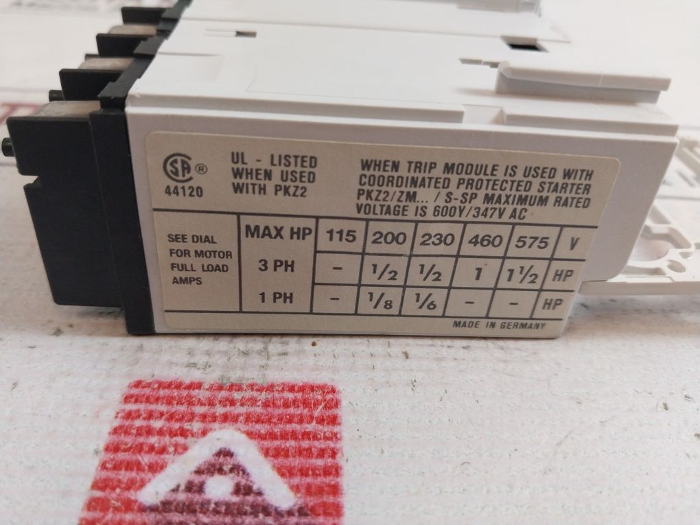 Moeller Zmr-2,4-pkz2 Motor Protective Trip Block With Overload Relay