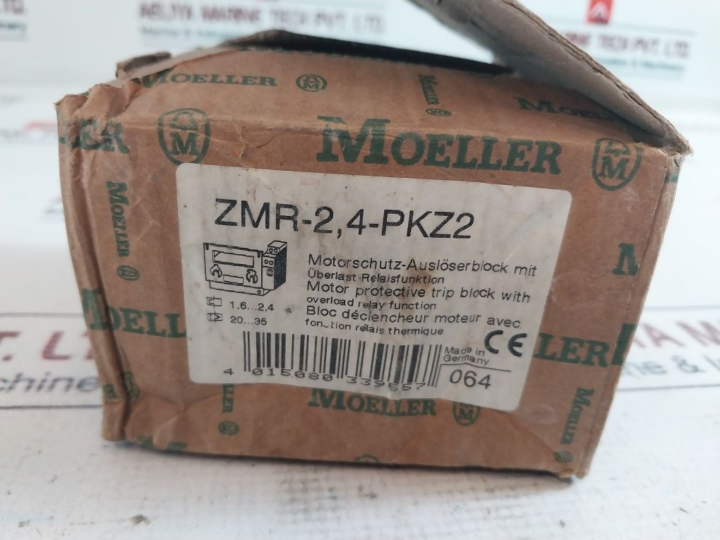 Moeller Zmr-2,4-pkz2 Motor Protective Trip Block With Overload Relay