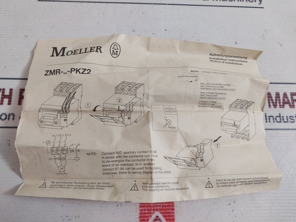 Moeller Zmr-2,4-pkz2 Motor Protective Trip Block With Overload Relay