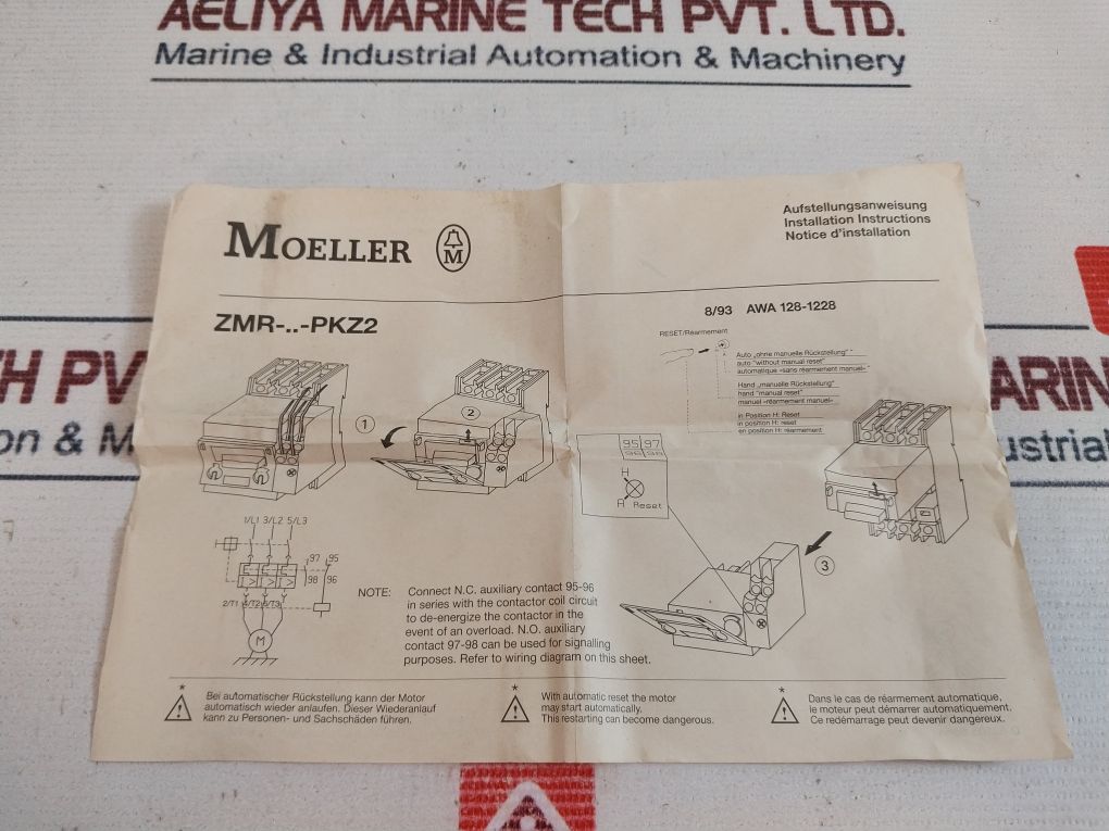 Moeller Zmr-2,4-pkz2 Motor Protective Trip Block With Overload Relay Function