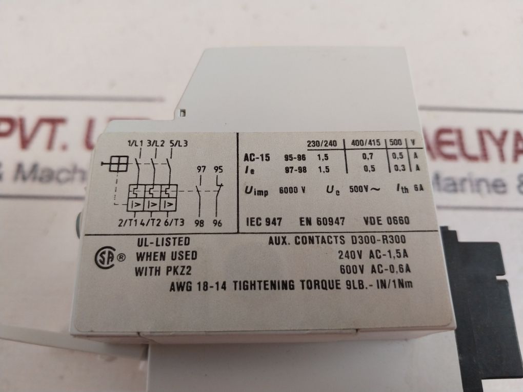 Moeller Zmr-2,4-pkz2 Motor Protective Trip Block With Overload Relay Function