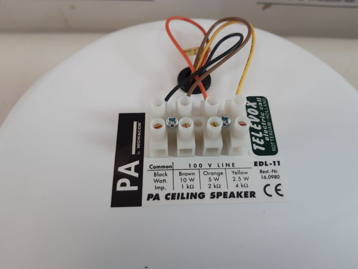 Monacor Edl-11 Flush Mount Pa Ceiling Speaker 10W/1 Kohm