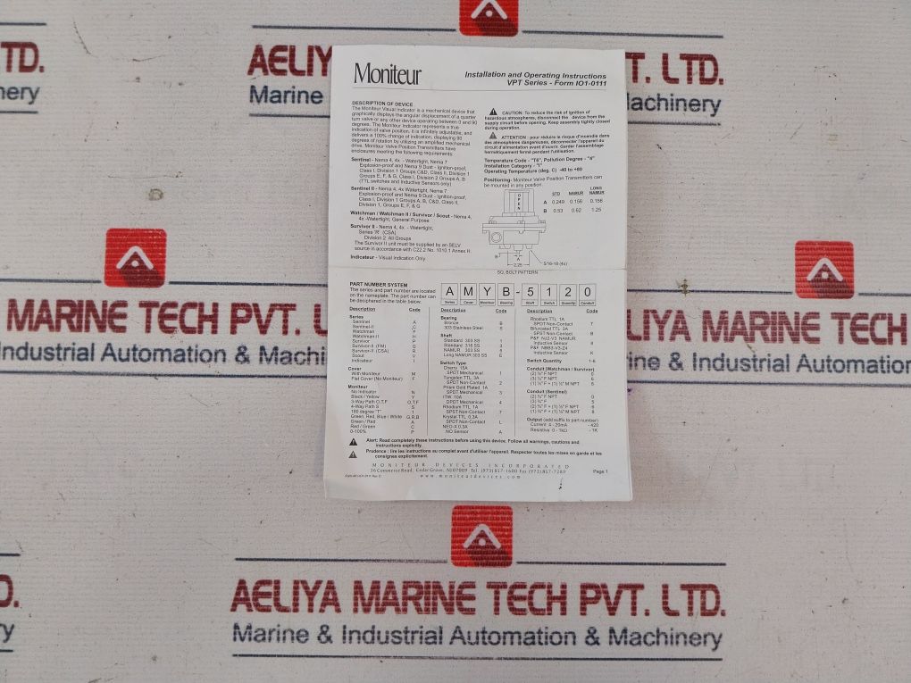 Moniteur Fmyb-5Q20 Watchman Valve Position Transmitter