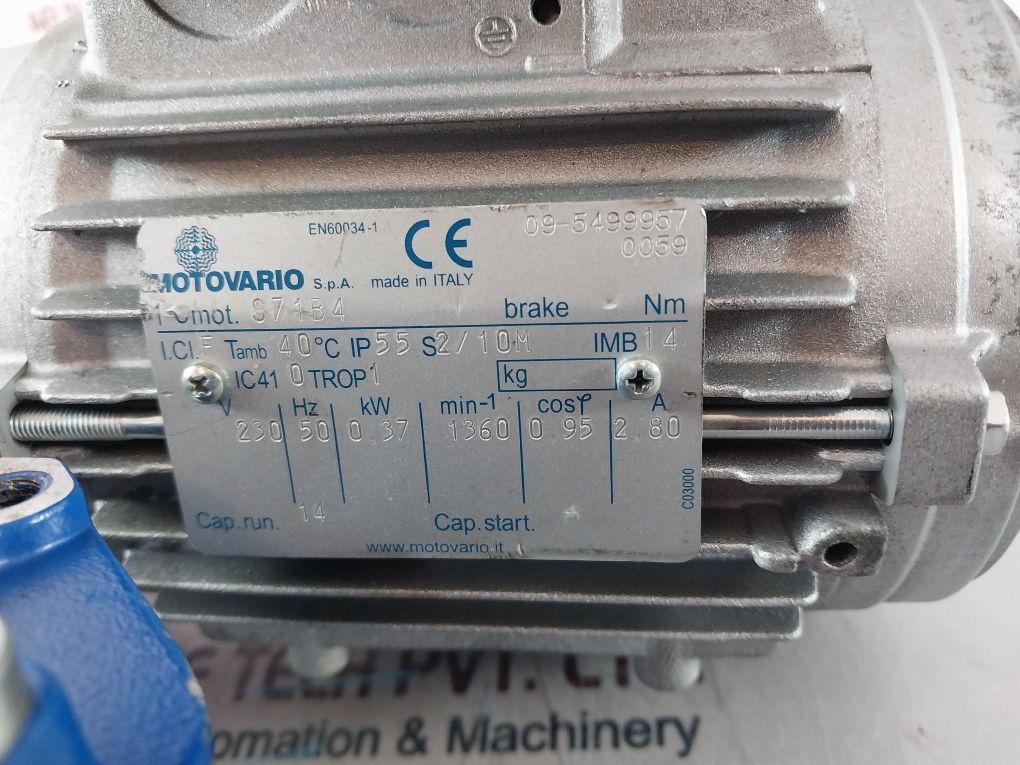 Motovario S71B4 Motor With Sw 075 / Sw 040 Gear Reducer