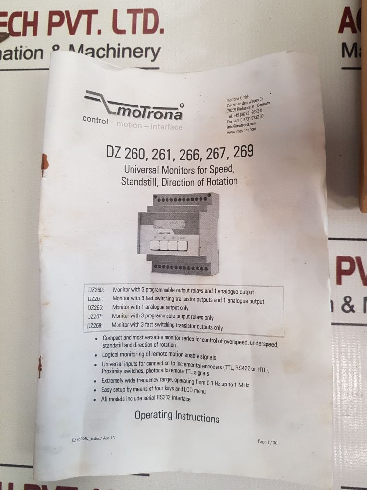 Motrona Dz260 Universal Monitors For Speed