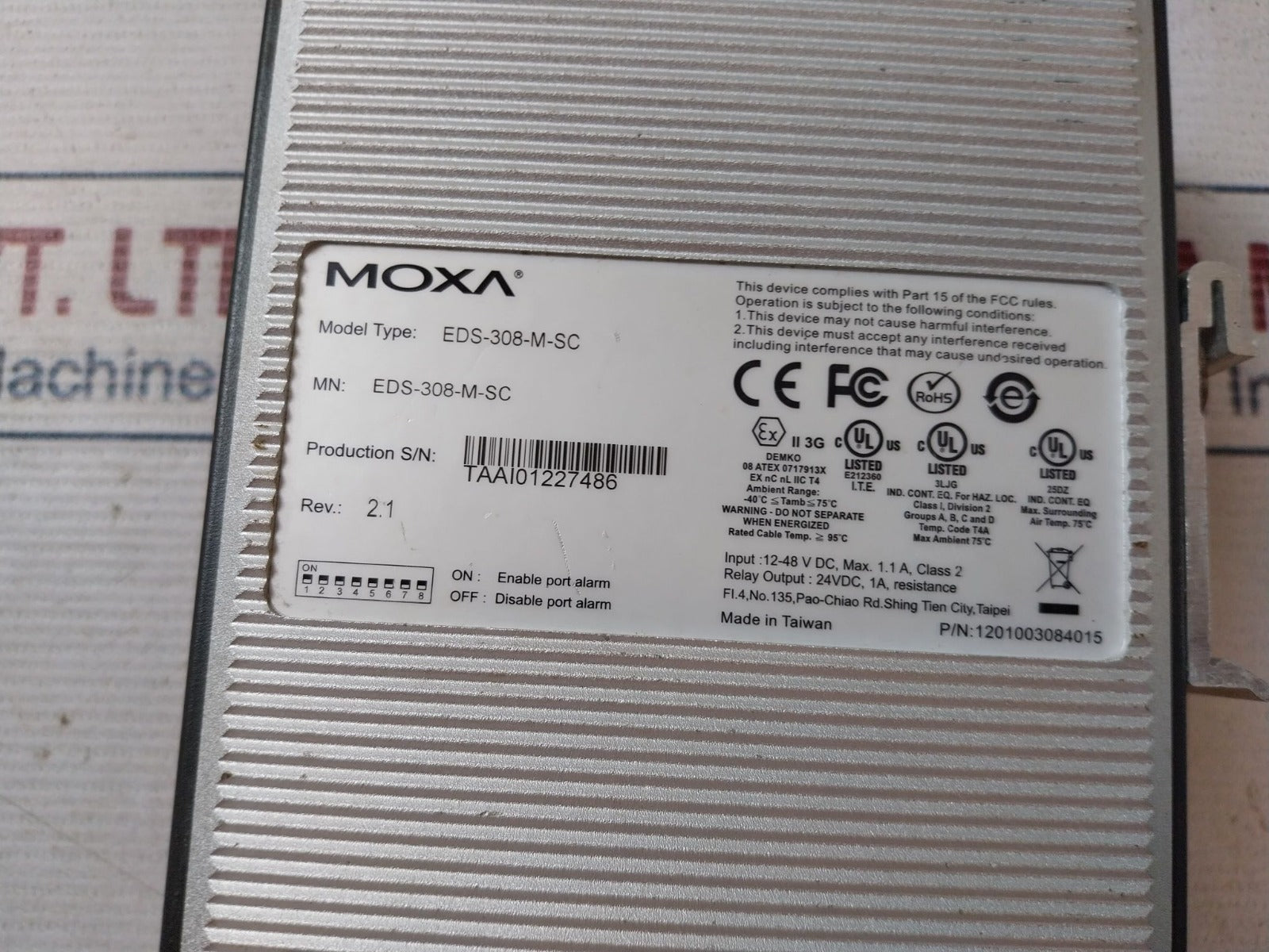 Moxa Eds-308-m-sc Etherdevice Switch 24Vdc